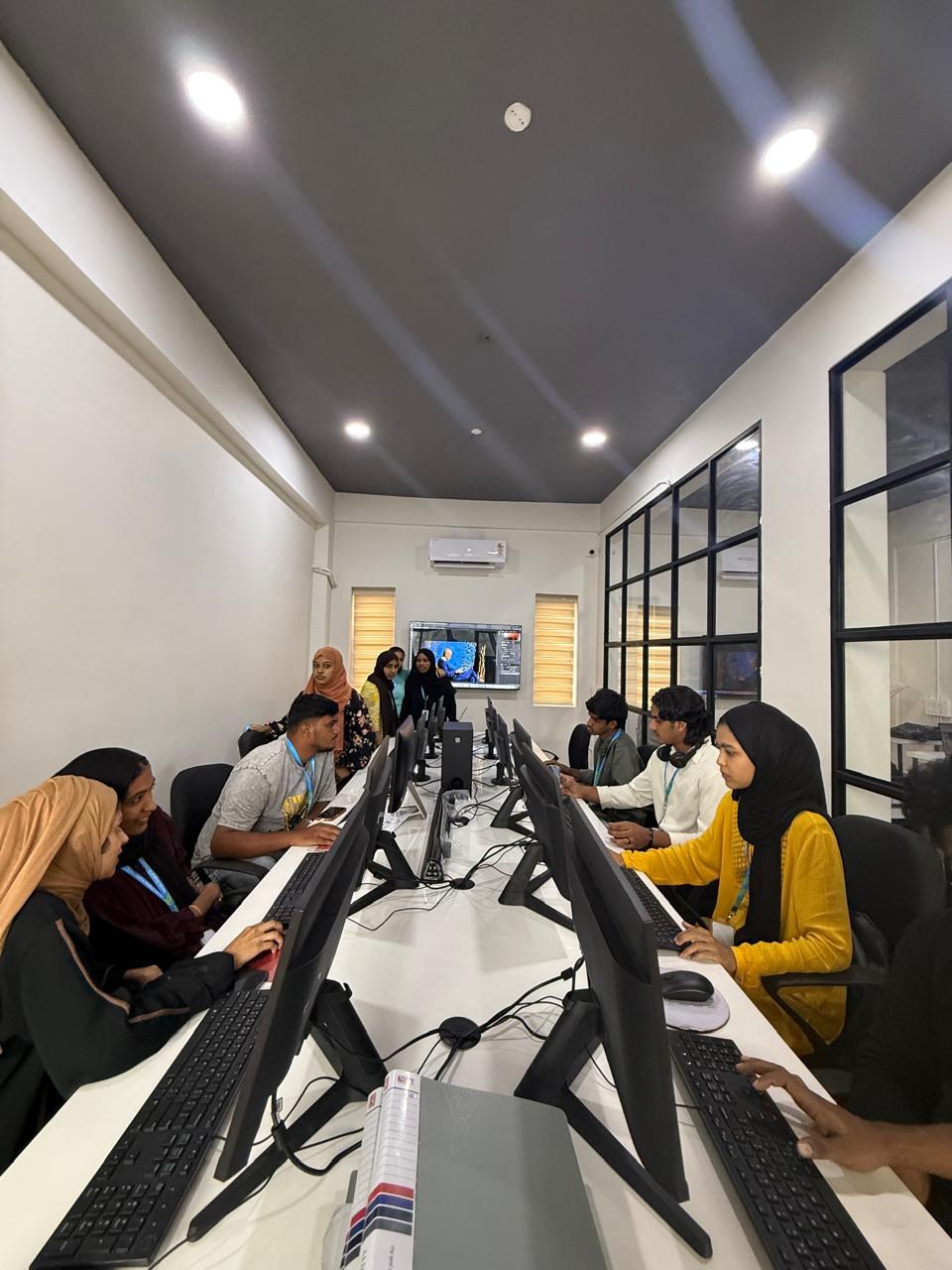Students working in the design lab