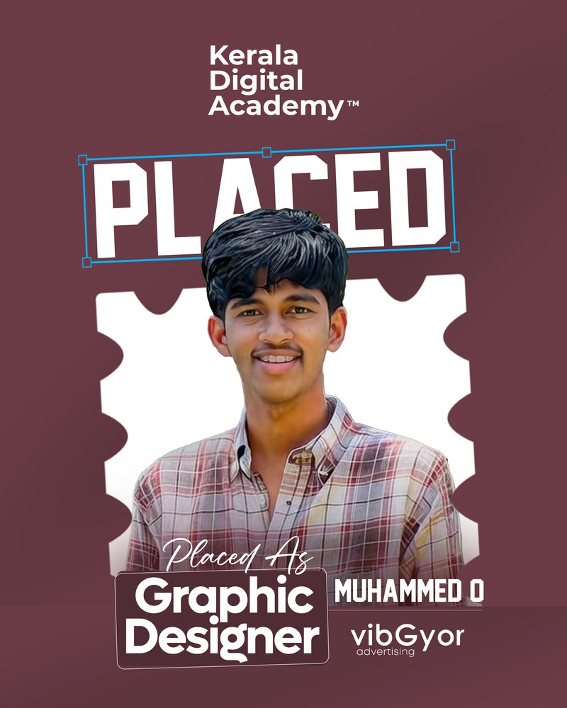 Muhammed O, placed as Graphic Designer at VibGyor Advertising