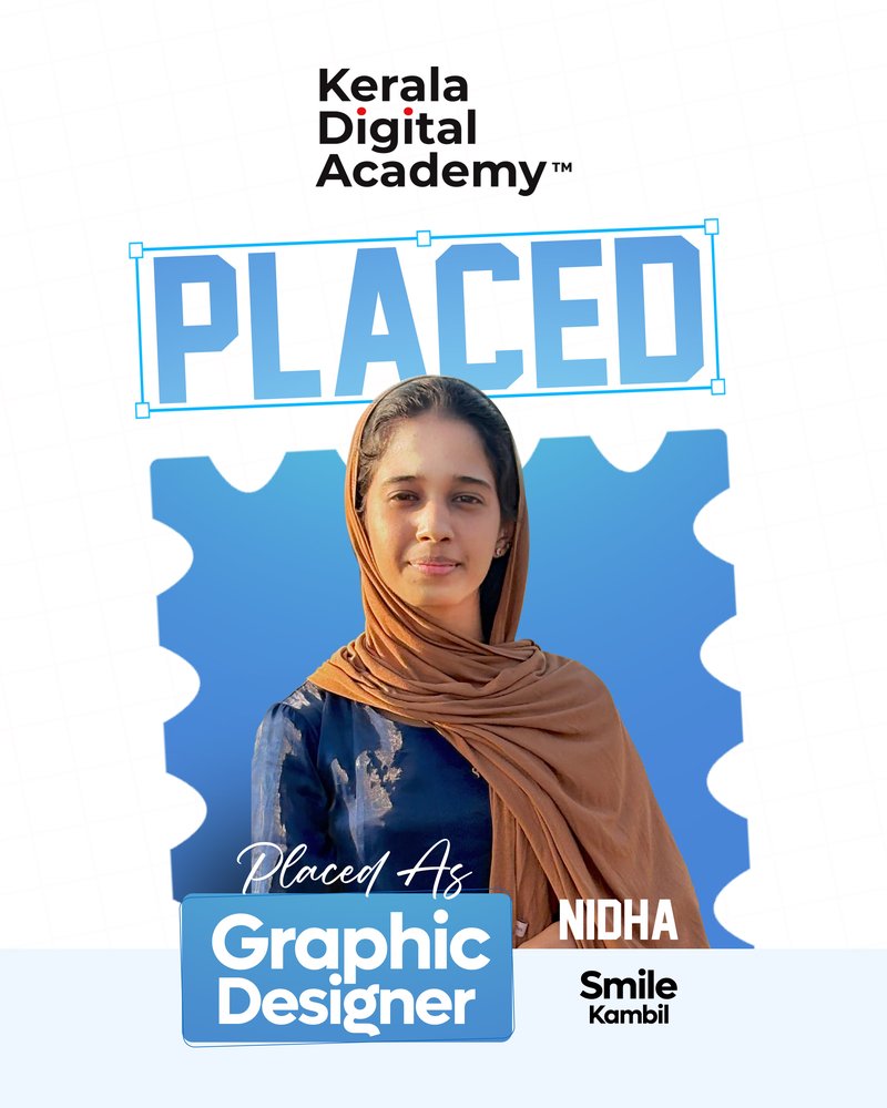 Nidha, placed as Graphic Designer at Smile Kambil