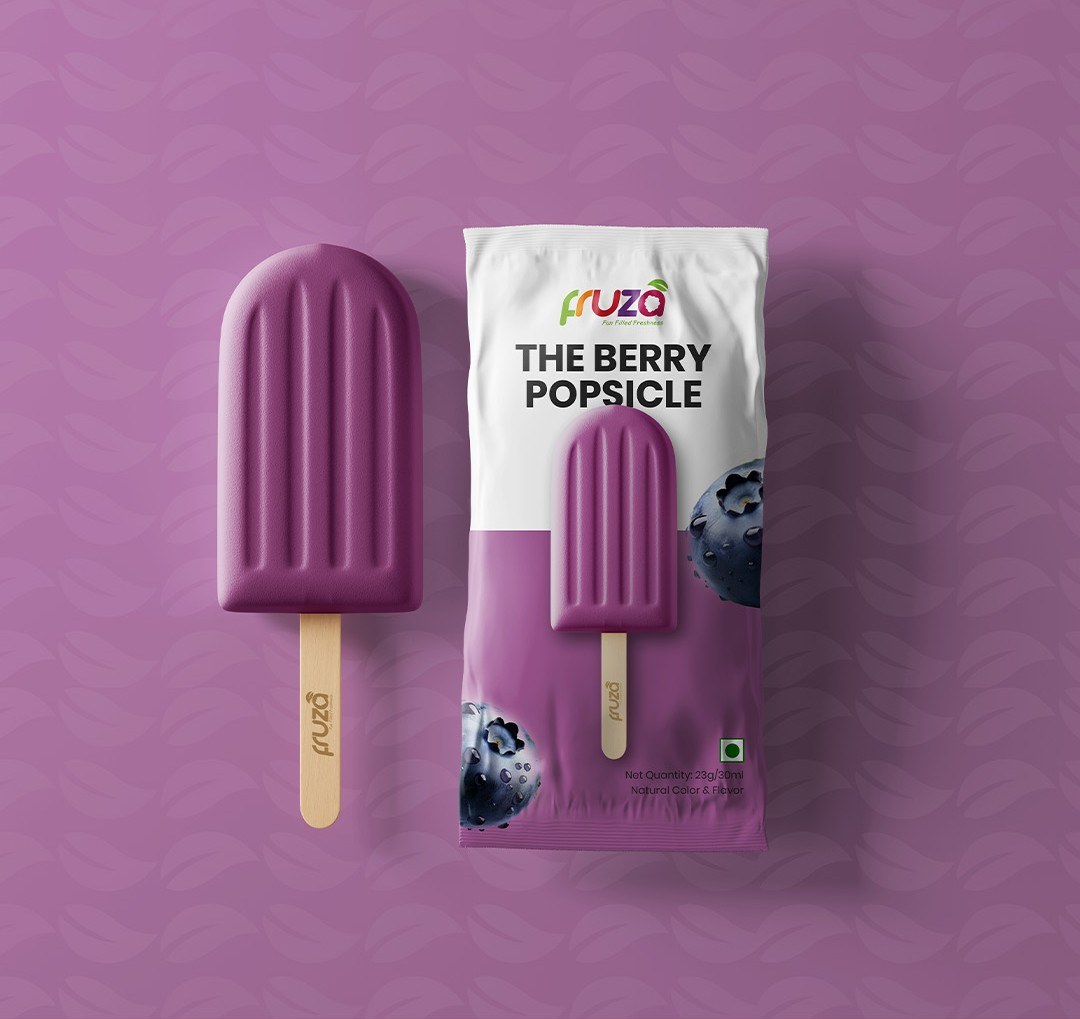 Fruza berry popsicle packaging design