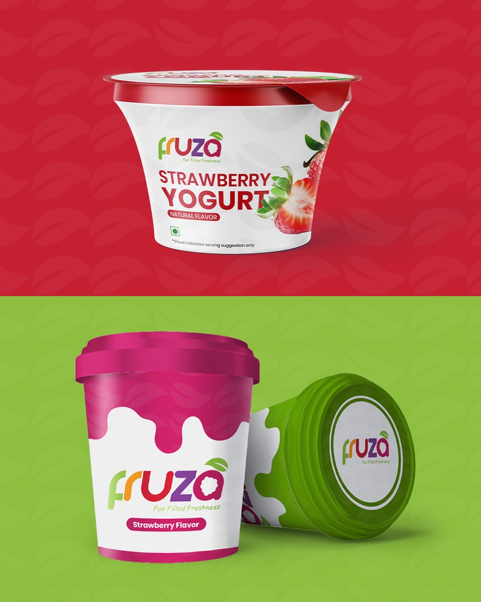 Fruza yogurt and ice cream tub packaging design