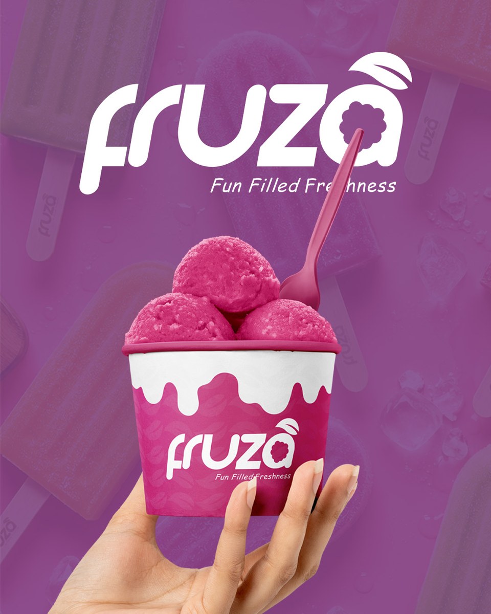 Fruza ice cream brand identity and packaging design