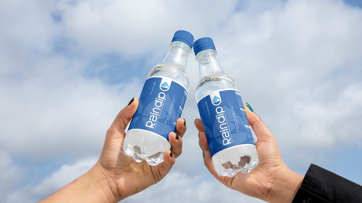 Raindip mineral water bottle label design