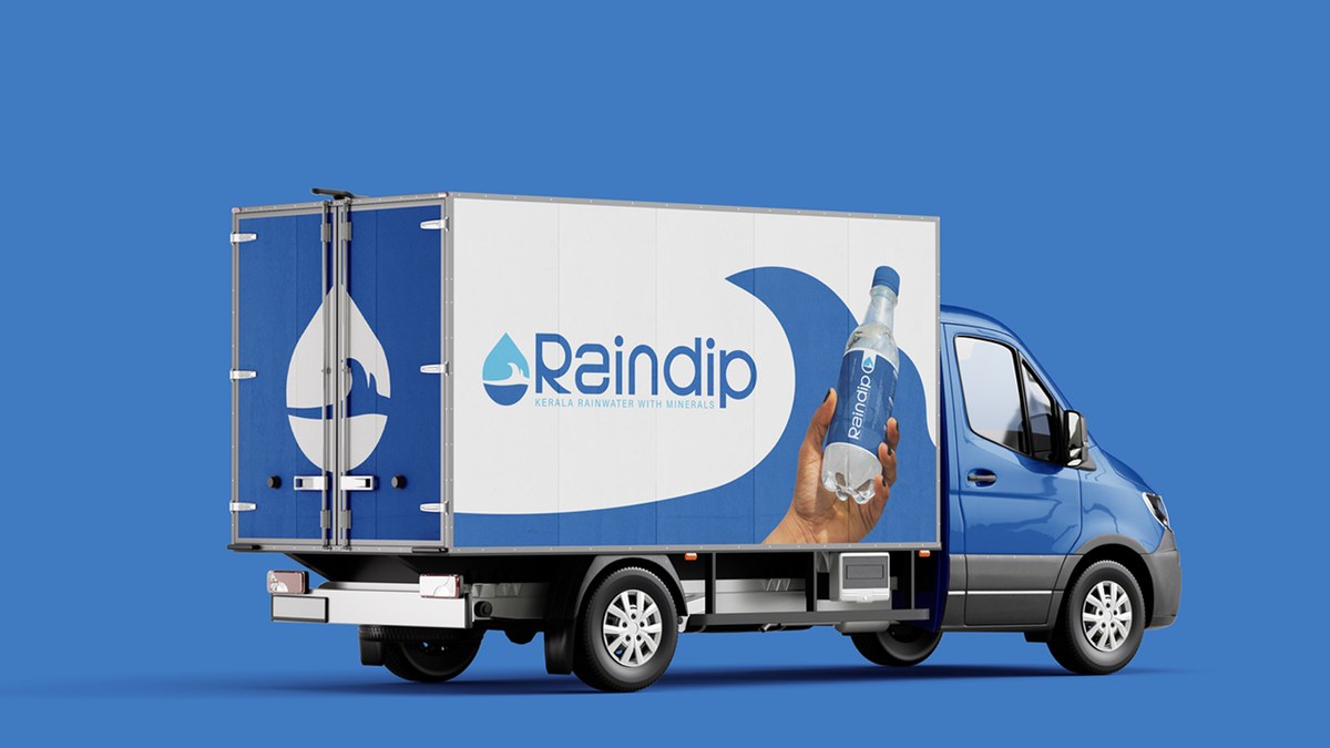 Raindip mineral water brand livery on delivery vehicle